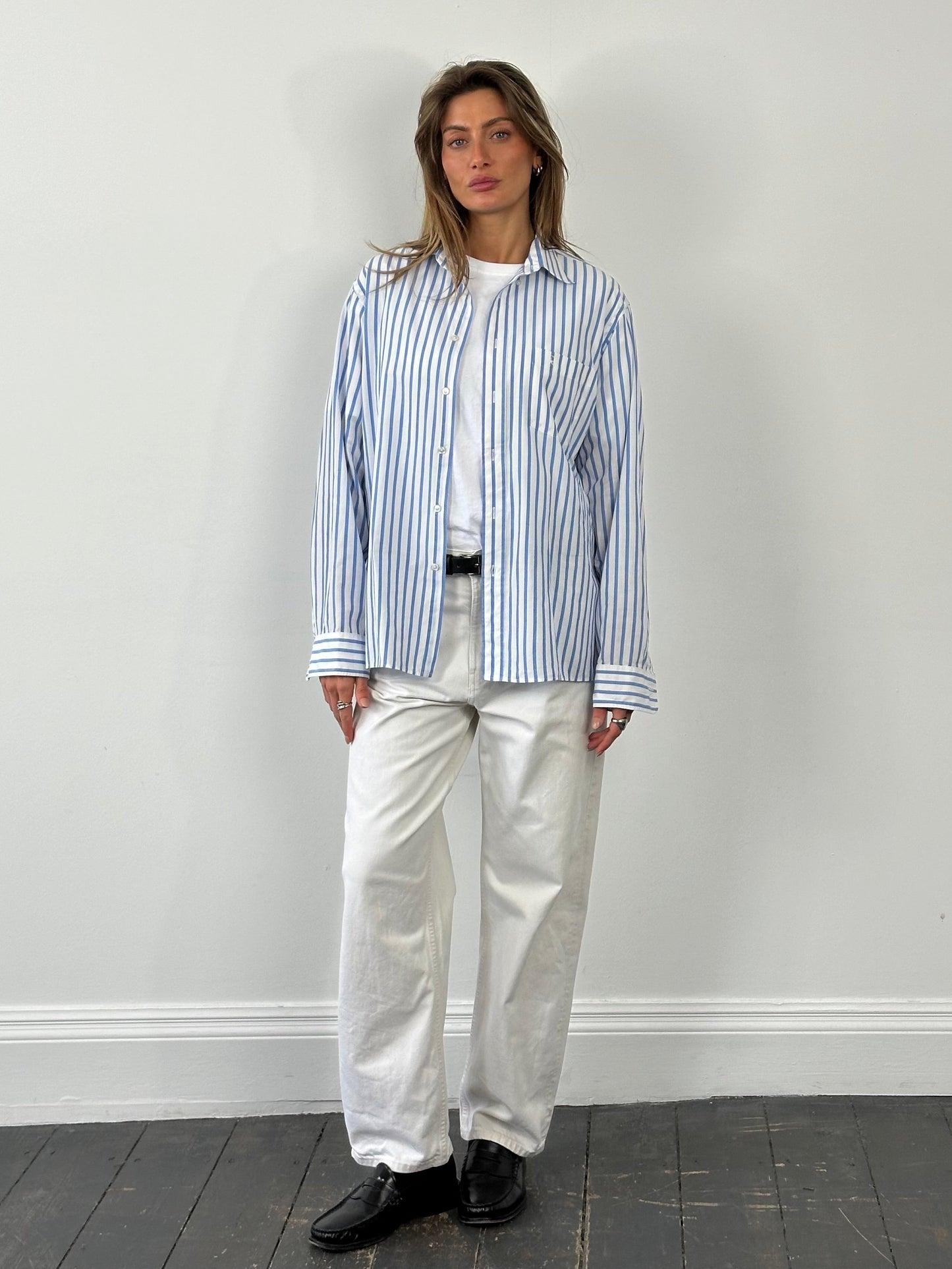 Christian Dior 1980s Cotton Striped Logo Shirt - L