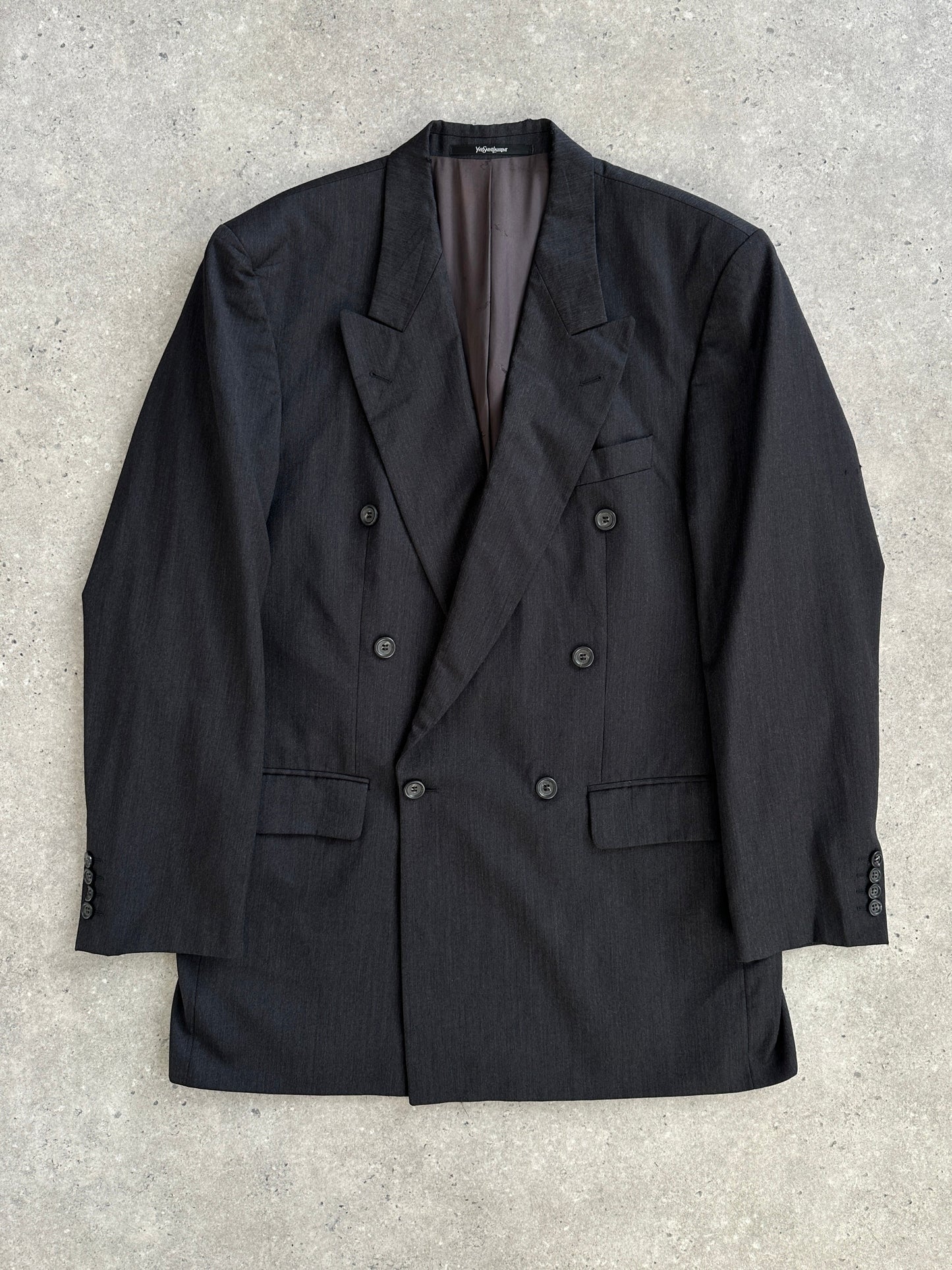 Yves Saint Laurent Pour Homme 1990s Wool Double Breasted Blazer - 44R/XXL
