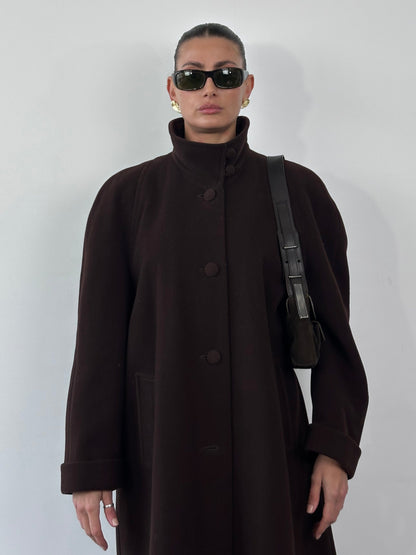 Vintage New Wool A-Line Funnel Neck Coat - XL