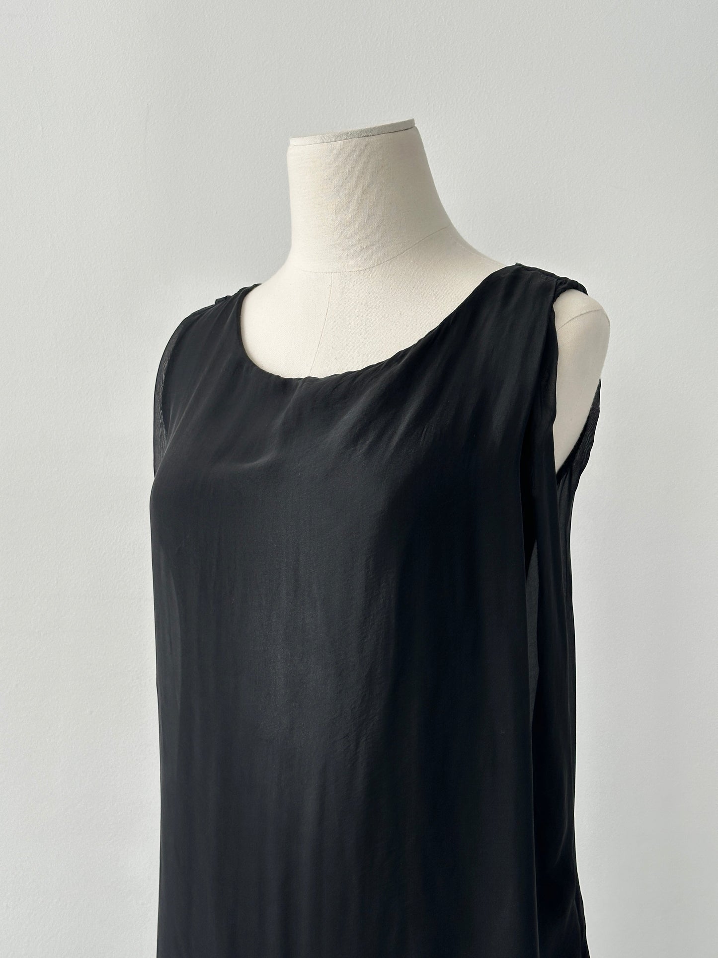 Italian Vintage 1990s Pure Silk Sleeveless Belted Dress - M