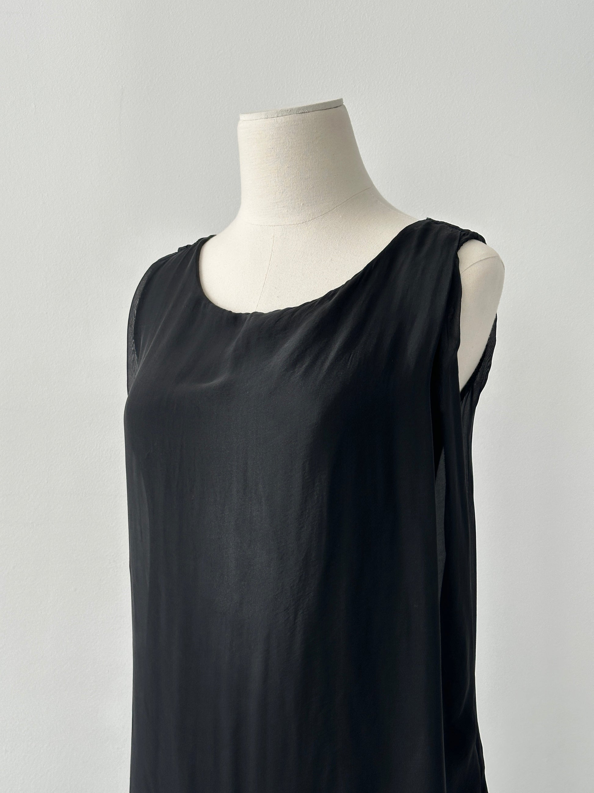 Italian Vintage 1990s Pure Silk Sleeveless Belted Dress - M