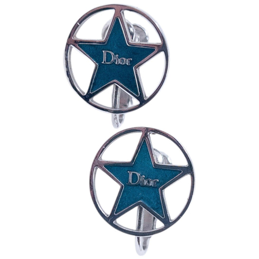 Vintage 2000s Dior By John Galliano Star Cut-Out Clip-On Earrings | O/S, Blue