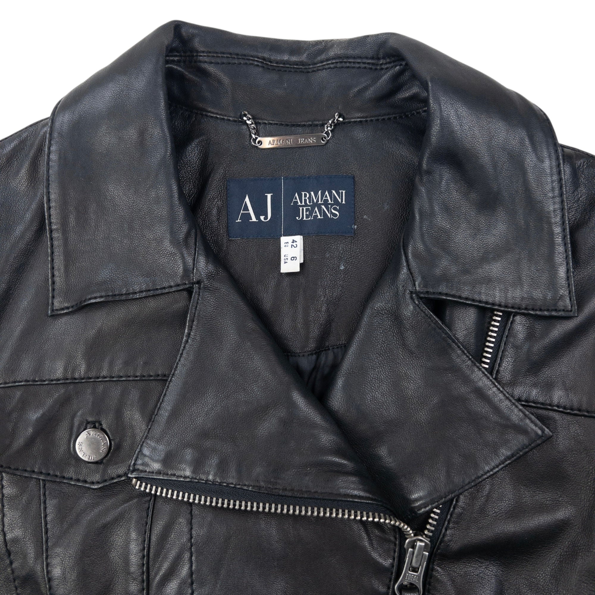 メンズ ARMANI JEANS 00s Short Leather Jacket