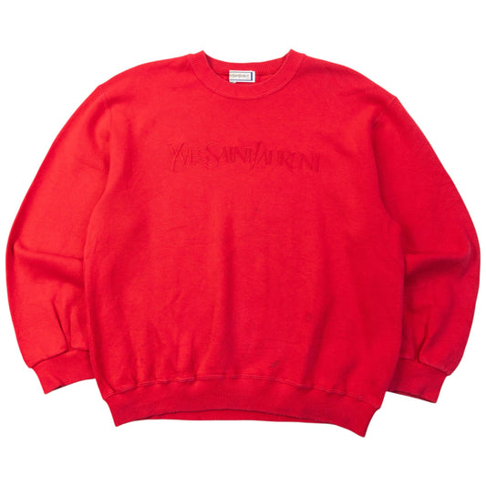 Vintage 80s YSL Yves Saint Laurent Embroidered Sweatshirt Womens Size S | Small, Red