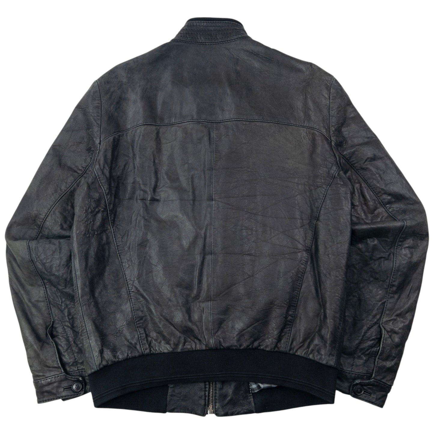 Vintage 2000s Hugo Boss Zip Up Leather Jacket Size M | Medium, Black