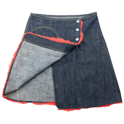 Vintage 2000s Evisu Double Gull Rabbit Fur Wrap Skirt Womens Size W28 | W28, Multicoloured