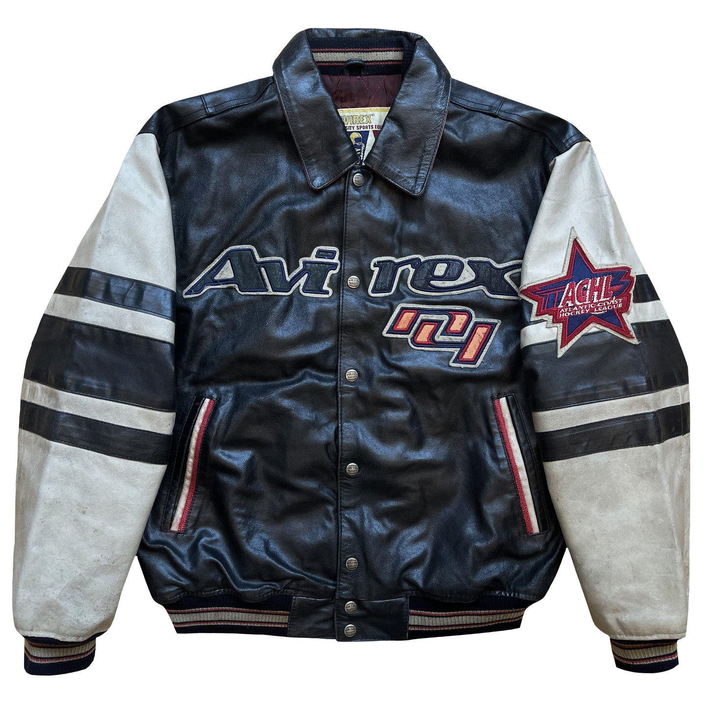 Avirex All Star Goalers Leather Varsity Jacket - M