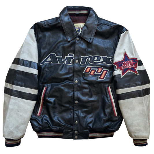 Avirex All Star Goalers Leather Varsity Jacket - M