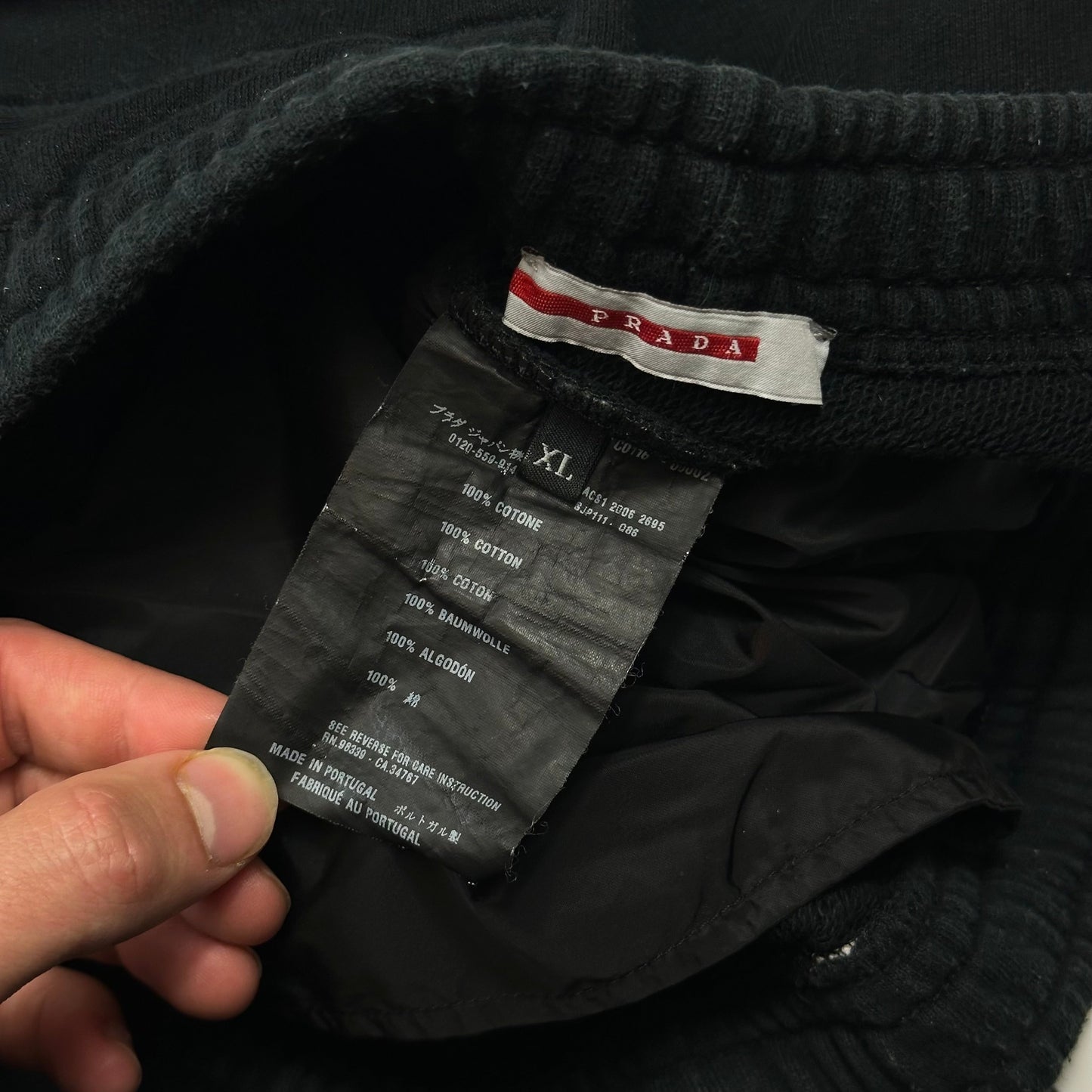 Prada Sport 2006 Black Cotton Jogger Tracksuit Bottoms - M/L