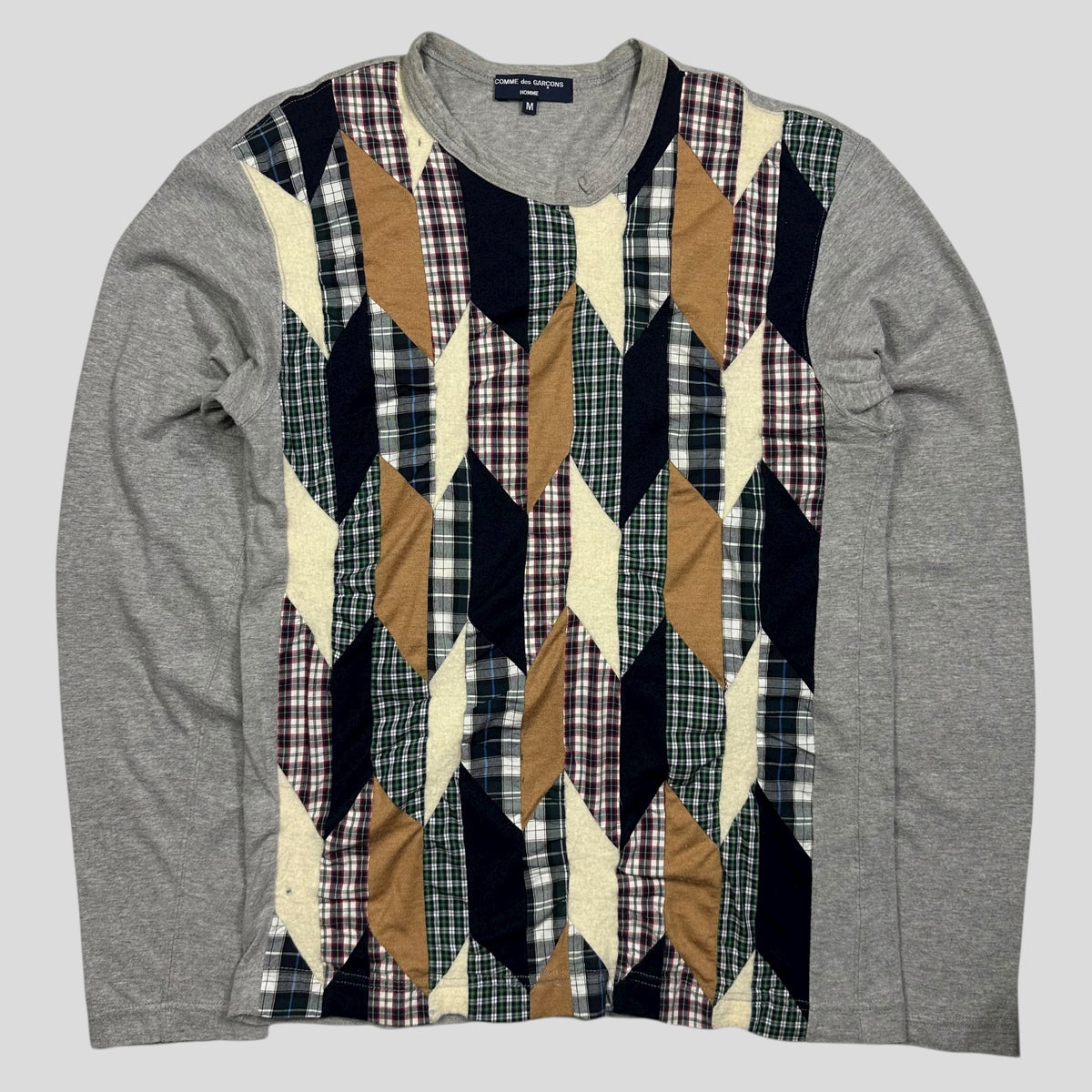 Comme Des Garçons Homme 00’s Reconstructed Plaid Longsleeve - S | Medium, Grey