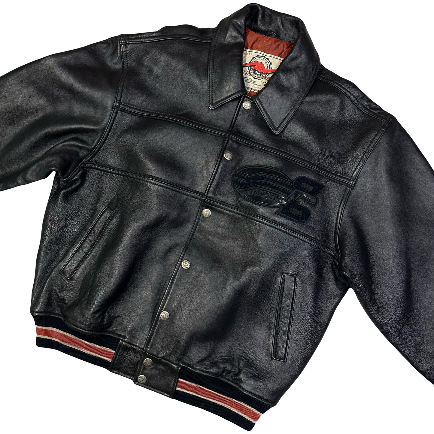 Avirex Record Breakers Leather Jacket In Black ( L )