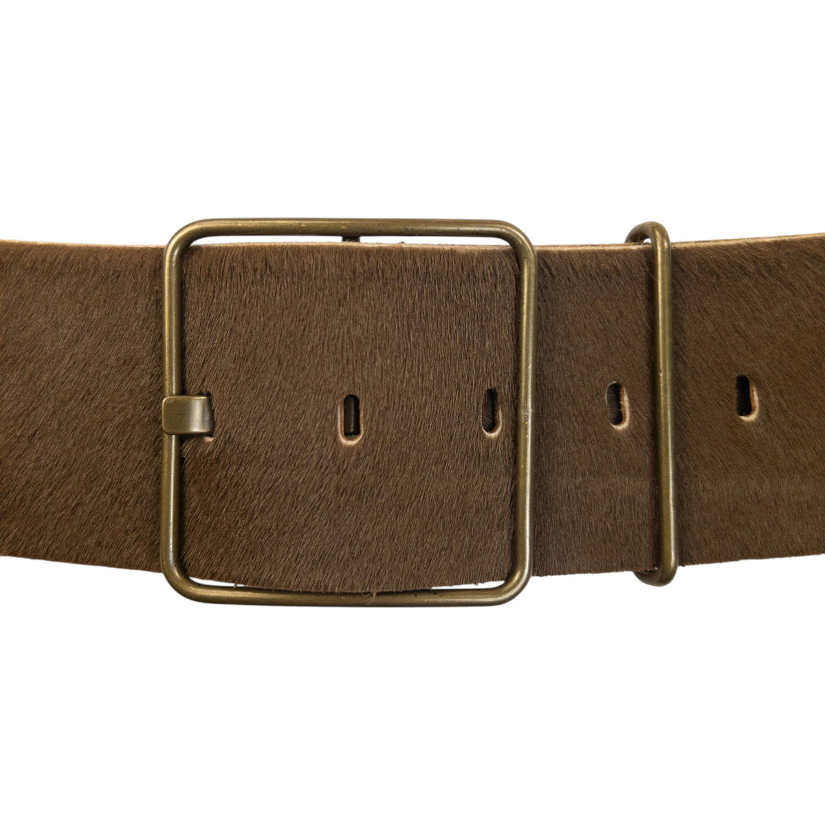 Vintage 2000s Miu Miu Calf Hair Leather Belt Size L | O/S, Brown