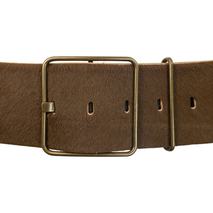Vintage 2000s Miu Miu Calf Hair Leather Belt Size L | O/S, Brown
