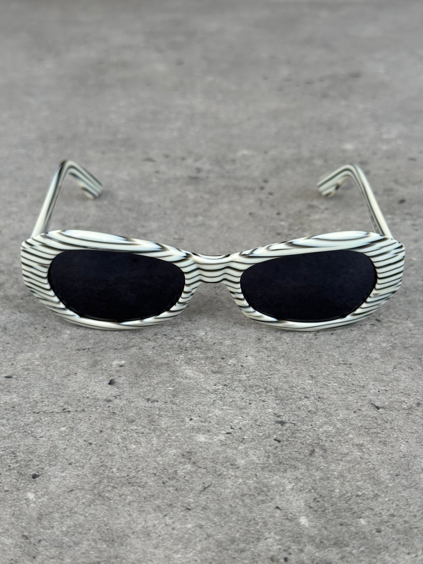 Gianfranco Ferre 1990s Oval Stripe Sunglasses
