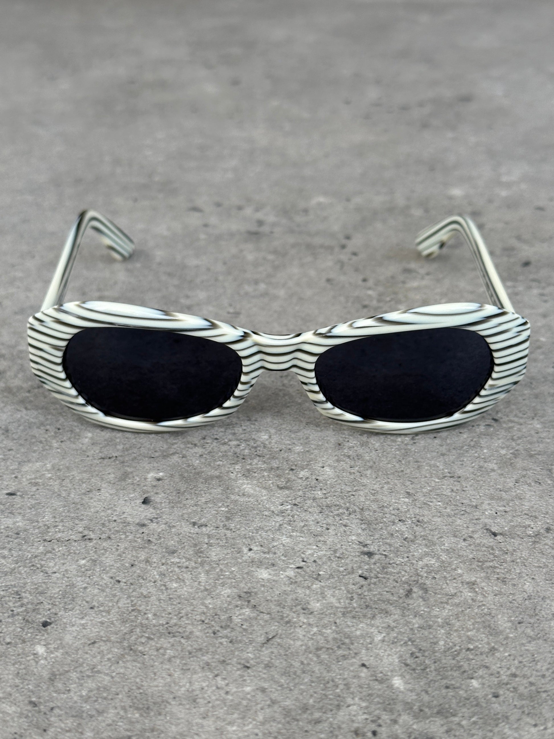 Gianfranco Ferre 1990s Oval Stripe Sunglasses