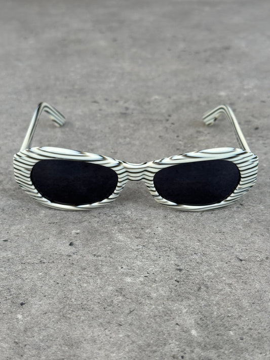 Gianfranco Ferre 1990s Oval Stripe Sunglasses