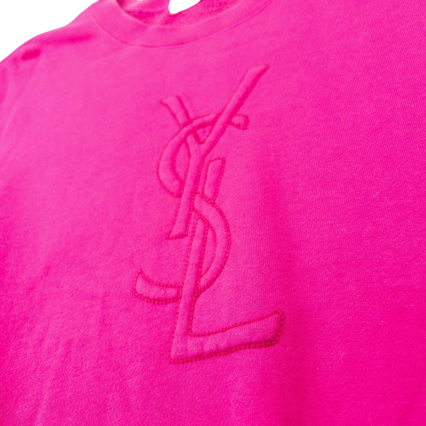 Vintage 90s YSL Yves Saint Laurent Embroidered Sweatshirt Womens Size M | Medium, Pink