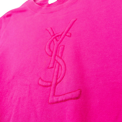 Vintage 90s YSL Yves Saint Laurent Embroidered Sweatshirt Womens Size M | Medium, Pink