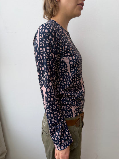 Comme Des Garçon X baanai SS19 All-Over Print Long Sleeve | Small, Pink, Black