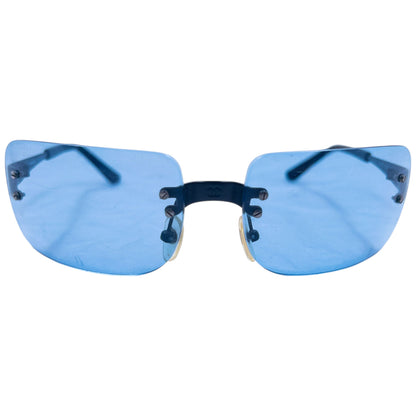 Vintage 2000s Chanel Rimless Sunglasses | O/S, Blue