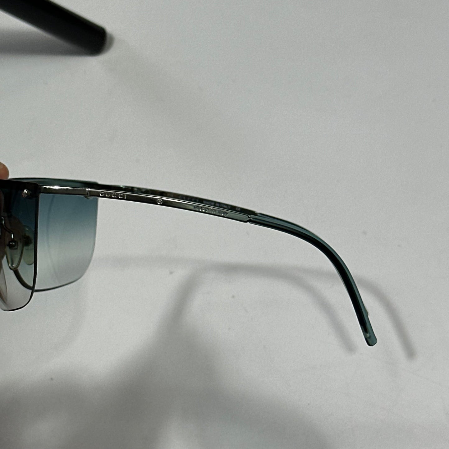 Gucci 00’s Gradient Half Frame Shield Sunglasses | O/S, Blue