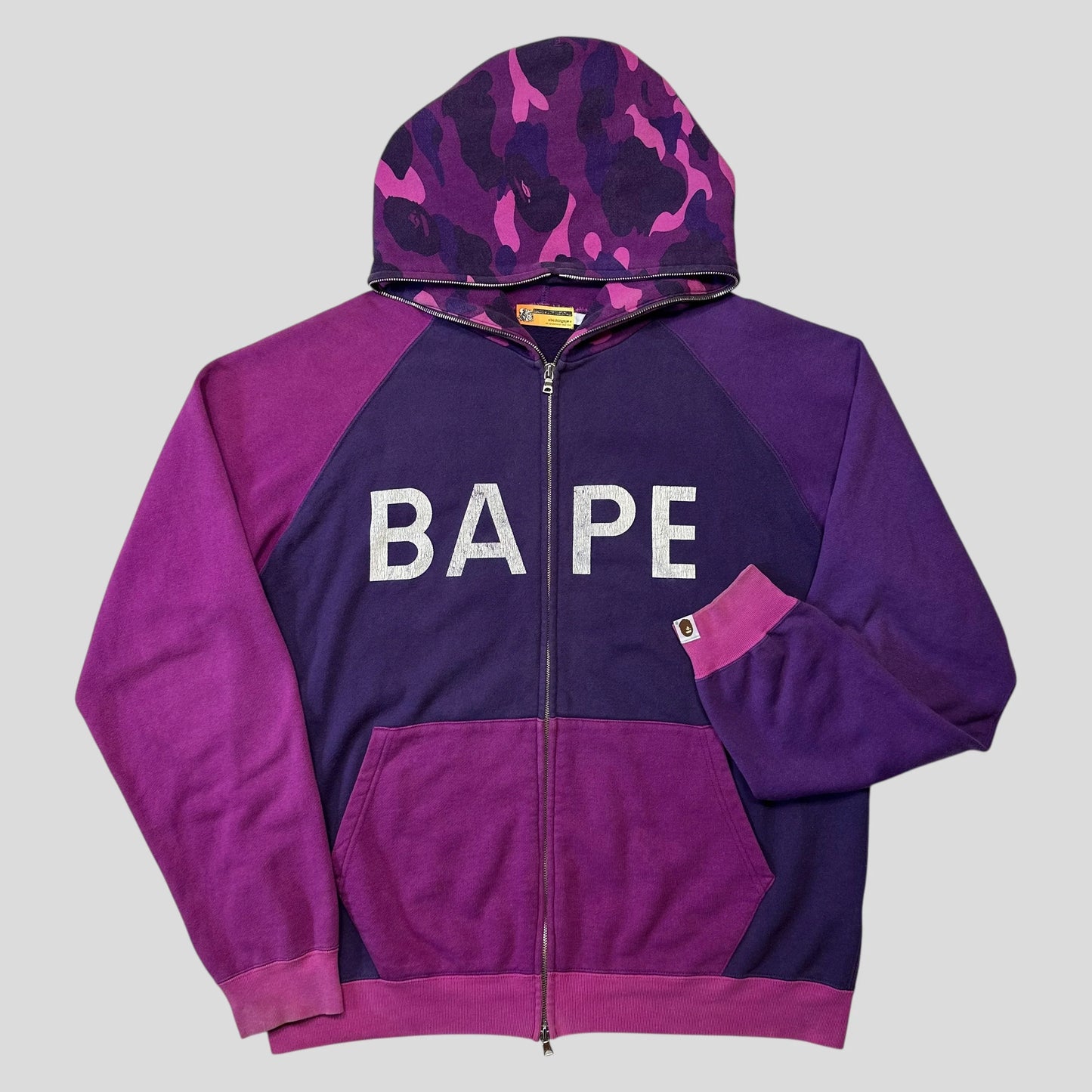Bape OG 2004 Purple Camo Spellout Full Zip Hoodie - L/XL