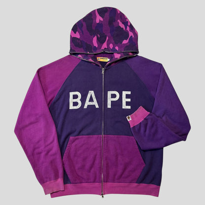 Bape OG 2004 Purple Camo Spellout Full Zip Hoodie - L/XL