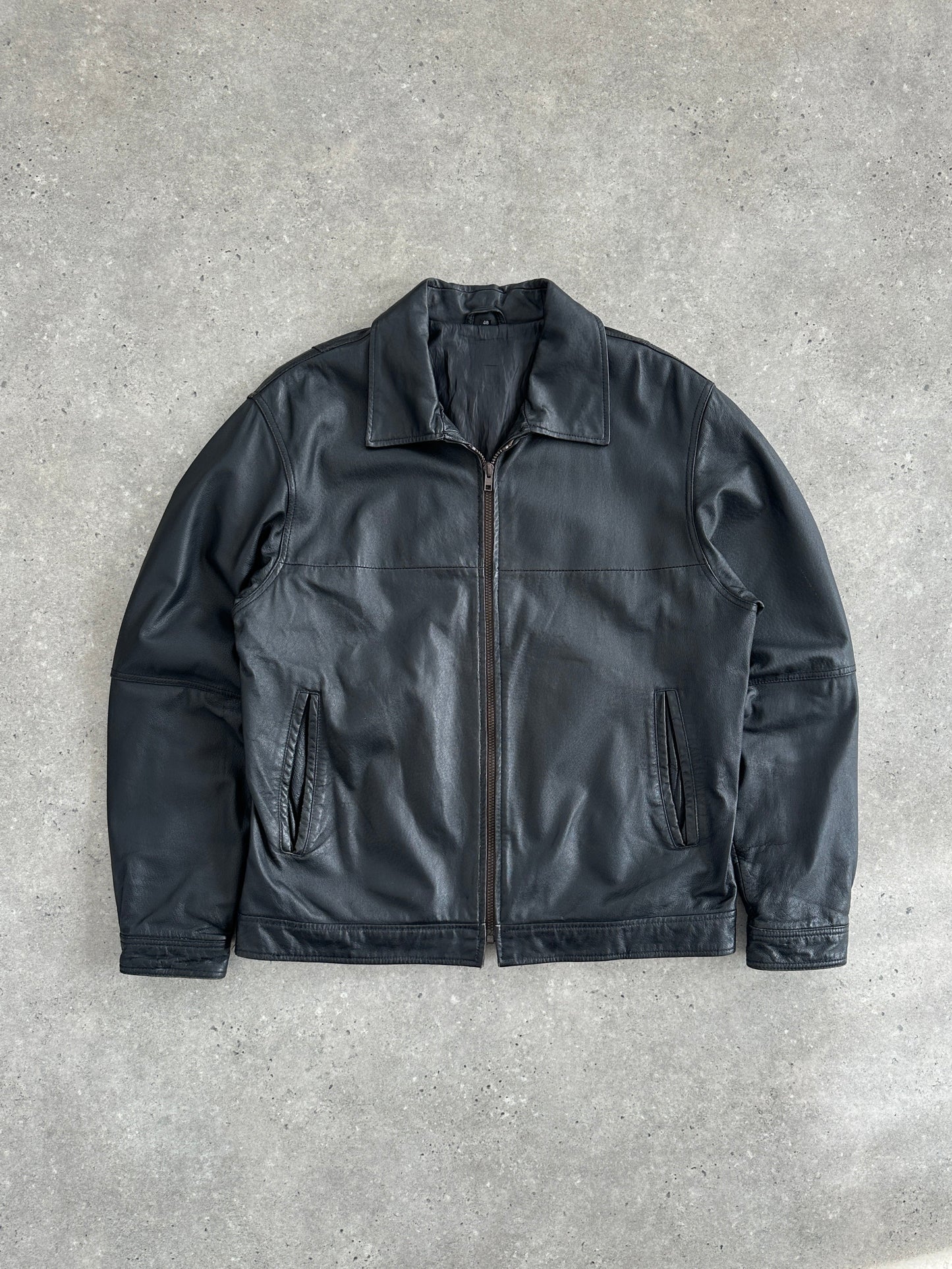 Vintage 1990s Minimal Leather Jacket - L/XL