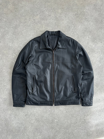 Vintage 1990s Minimal Leather Jacket - L/XL