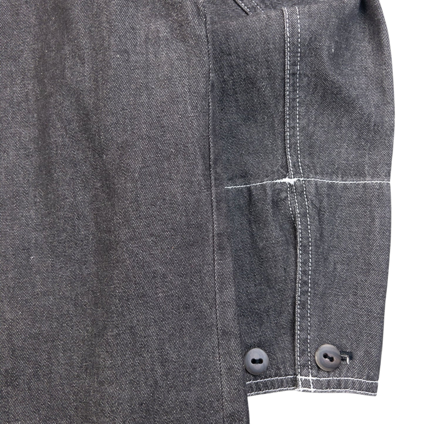 Vintage 2000s Issey Miyake Long Sleeve Button Up Denim Jacket Size L | Large, Grey