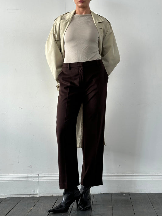 Max Mara Pure Brushed Wool Straight Leg Trousers - W31