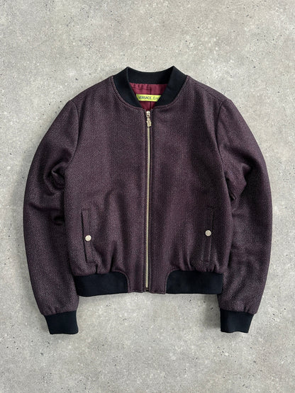 Versace Jeans 2000s Wool Herringbone Bomber Jacket - S/M