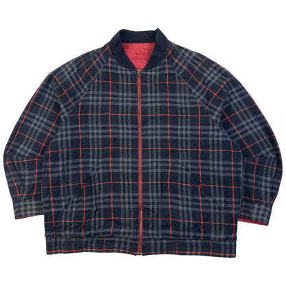 Vintage 90s Burberry Nova Check Reversible Bomber Jacket Size L | Large, Navy