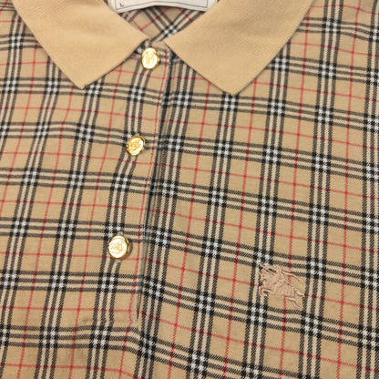 Vintage 90s Burberry Nova Check Polo Shirt Womens Size L | Large, Beige