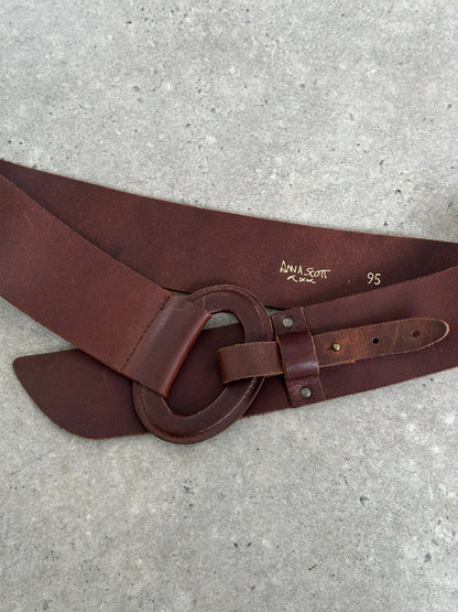 Vintage 1990s Chunky Oval Leather Belt - W36-38