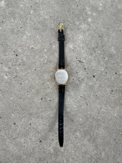 Vintage Montine 1980s Swiss Gold Tone 17 Jewel Leather Watch