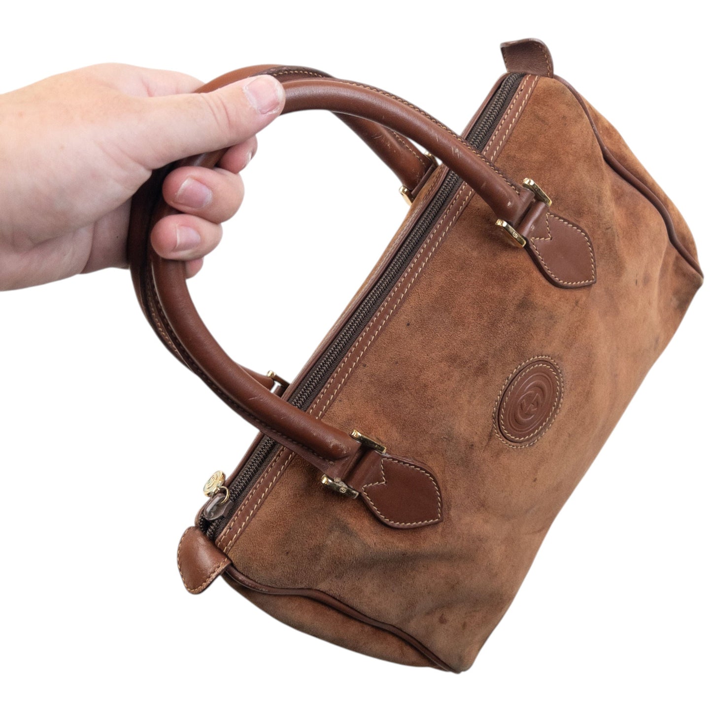 Vintage 80s Gucci Suede Handbag | O/S, Brown