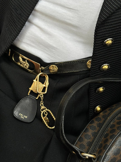 Celine 1980s Pure Wool Logo Hardware Pleated Skirt - W24