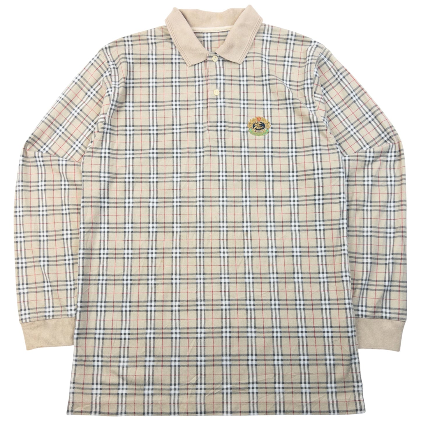 Vintage 90s Burberry Nova Check Long Sleeve Polo Shirt Size M | Medium, Multicoloured