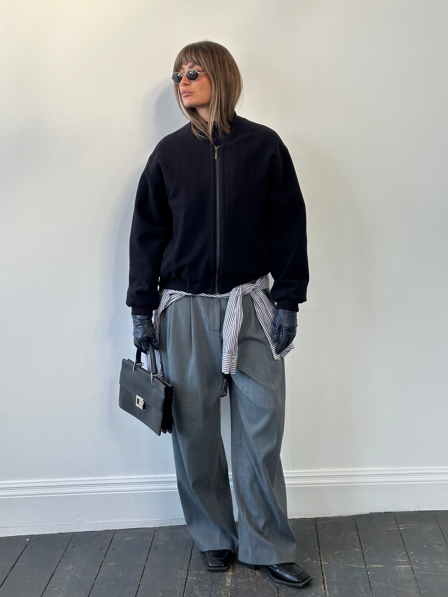 St Michael 1980s Pure Wool Bomber Jacket - L