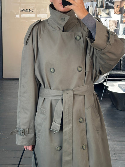 London Fog 1980s High Neck Belted Trench Coat - XXL