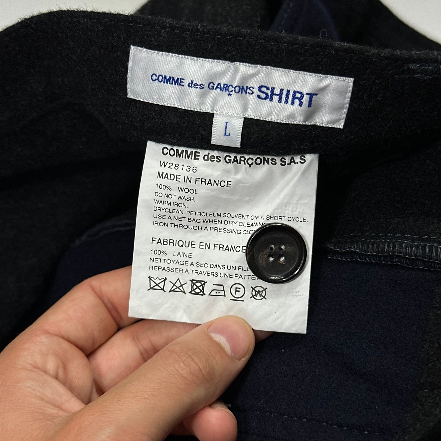 CDG SHIRT 00’s Buckle Patchwork Panelled Wool Trousers - L