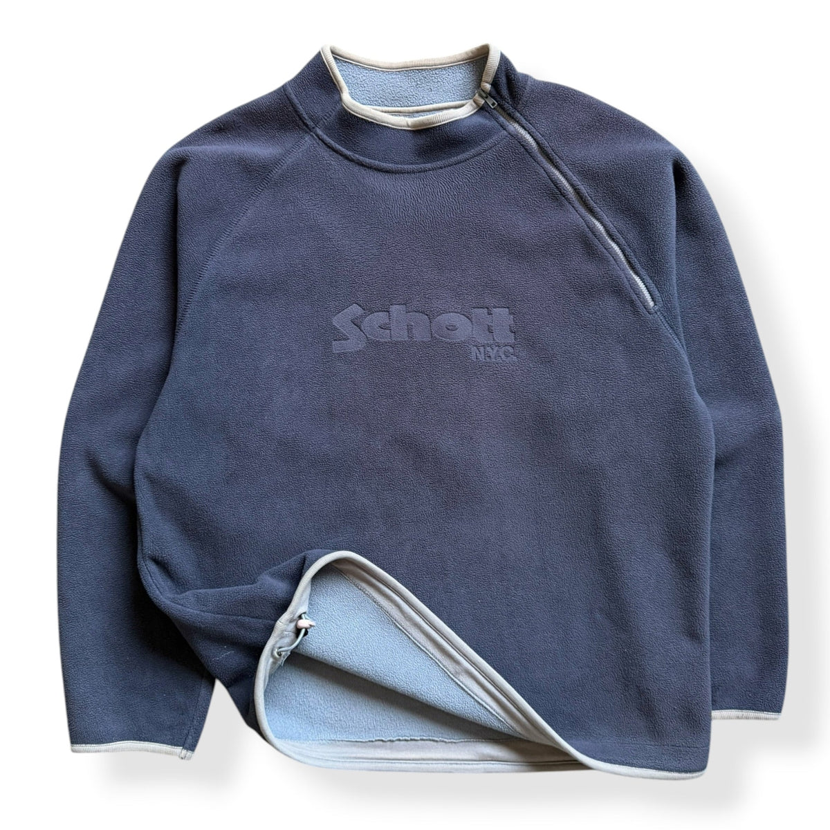 2000's Schott Asymmetric Zip Fleece Sweatshirt (L) | Large, Red
