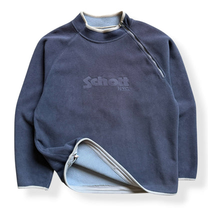 2000's Schott Asymmetric Zip Fleece Sweatshirt (L) | Large, Red