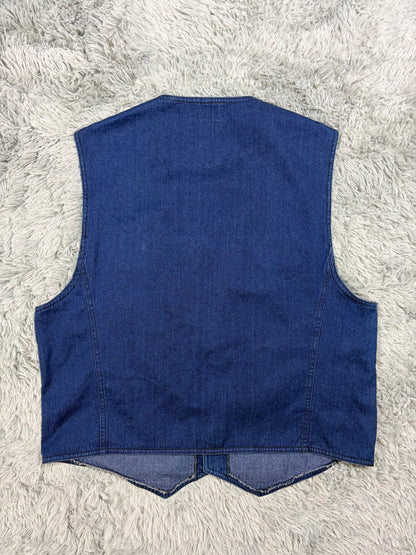 Gianni Versace 1992 Medusa Studded Indigo Denim Vest - IT50 | O/S, Gold