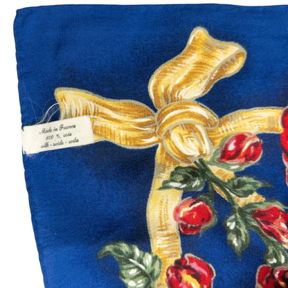 Vintage 2000s Dior Floral Rose Print Silk Scarf | O/S, Blue