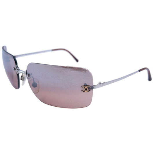 Vintage 2000s Chanel Rimless Sunglasses | O/S, Brown