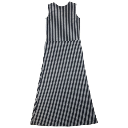 Vintage 90s Yohji Yamamoto Striped Maxi Dress Womens Size M | Medium, Black