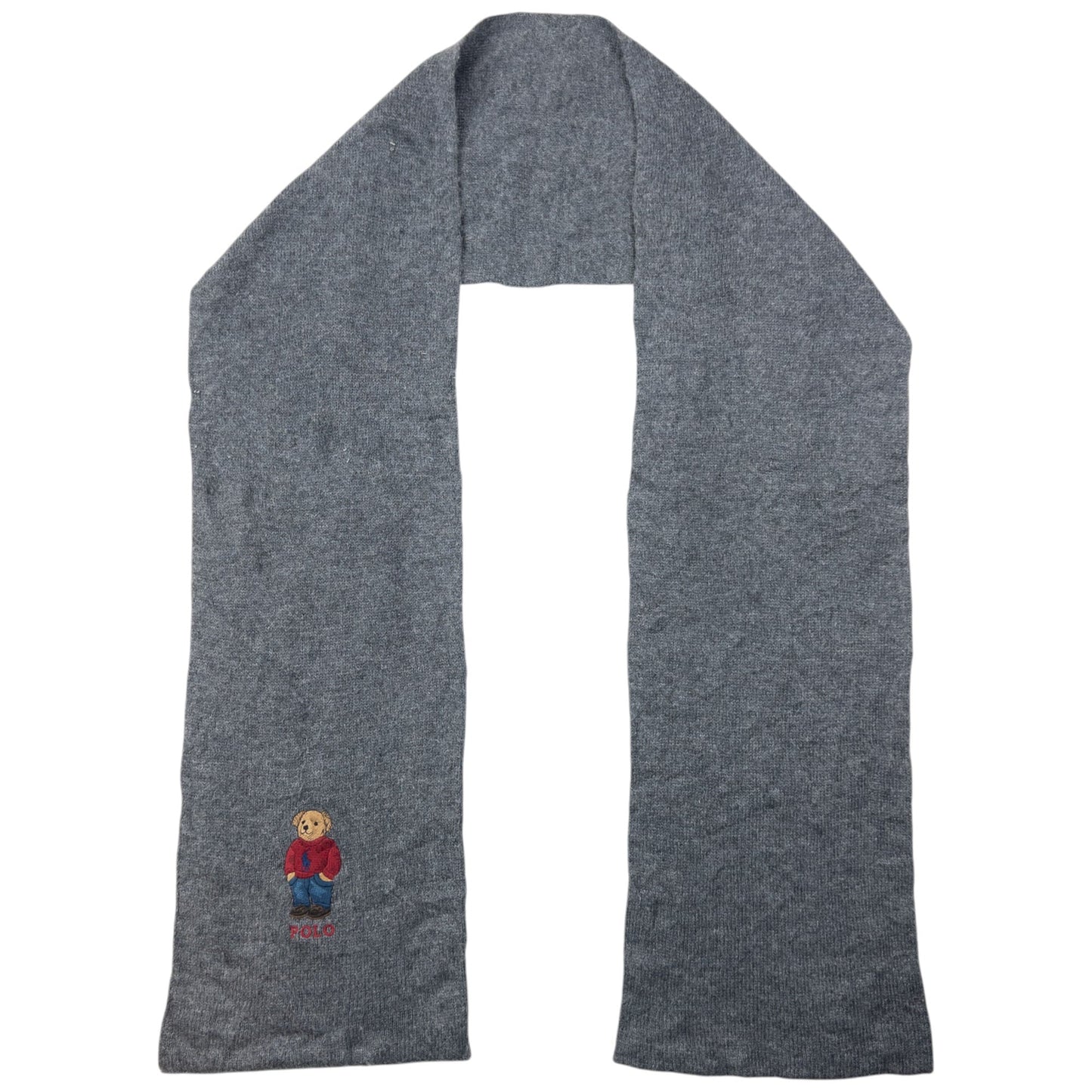 Vintage Polo Ralph Lauren Embroidered Bear Knit Scarf