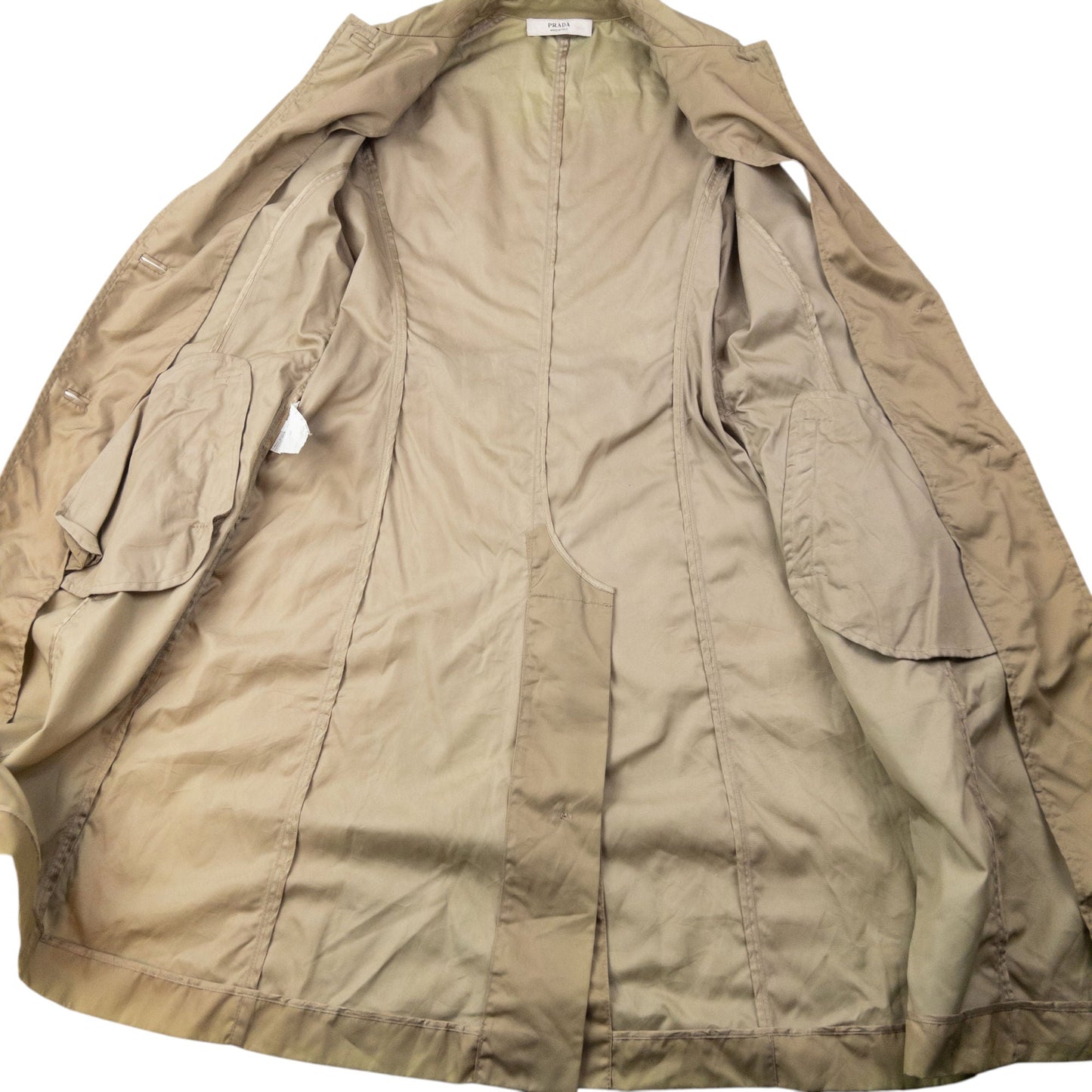 Vintage 2000s Prada Belt Waist Trench Jacket Womens Size M | Medium, Beige